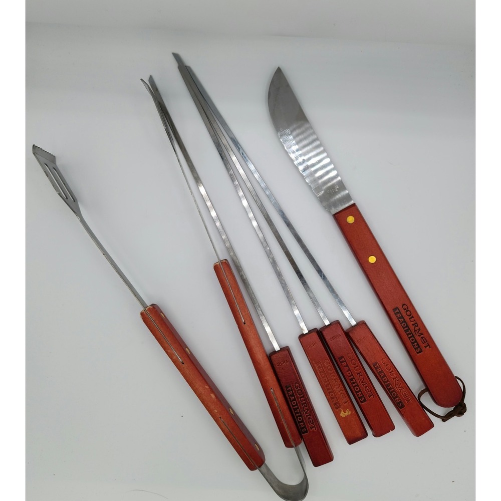 "Gourmet Traditions" 6-Piece BBQ Set with Set Wooden‎ Handle Grill Outdoor Set